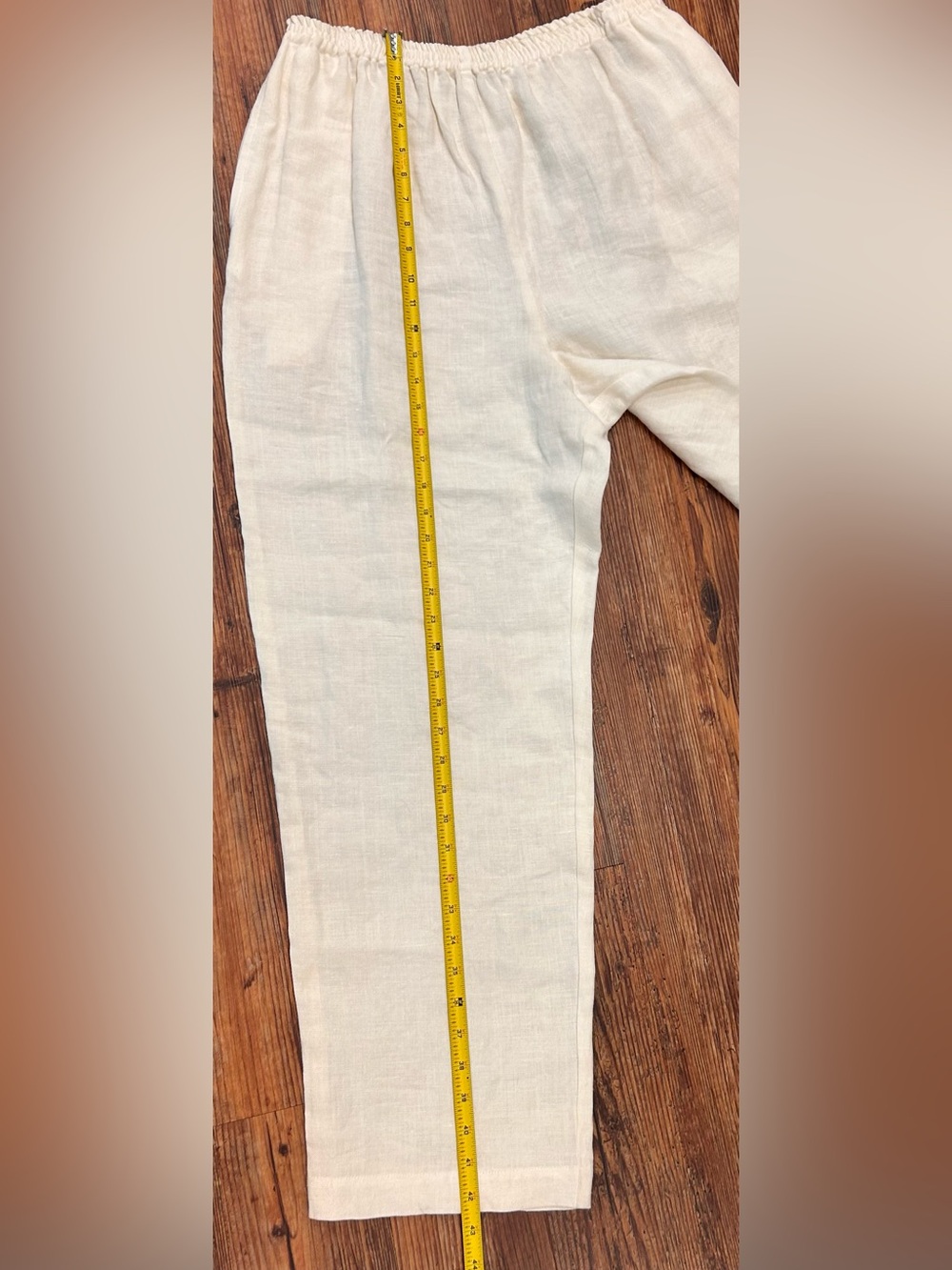 Eskandar 100% Linen Pull-On Wide Leg Pants Ivory England Size 2 - Picture 13 of 16